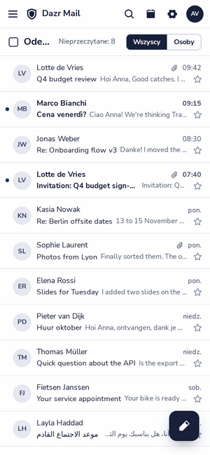 Skrzynka Dazr Mail na telefonie